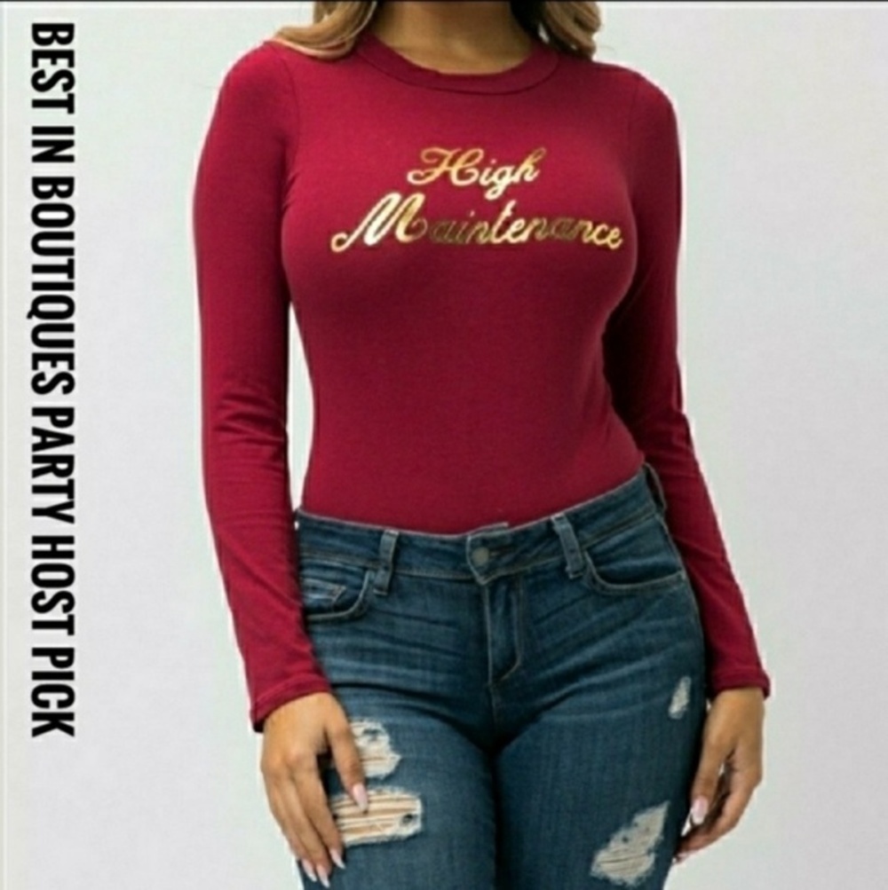 BELITA COLLECTION‎ Burgundy Long Sleeve Bodysuit
